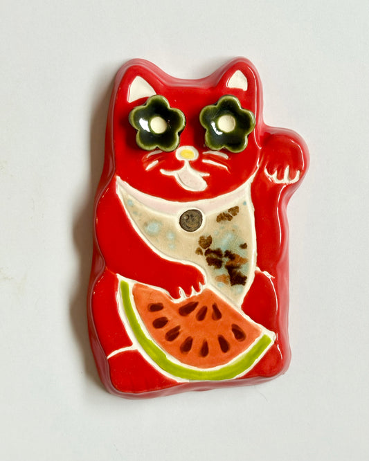 Lucky Cat Wall Hanging Watermelon