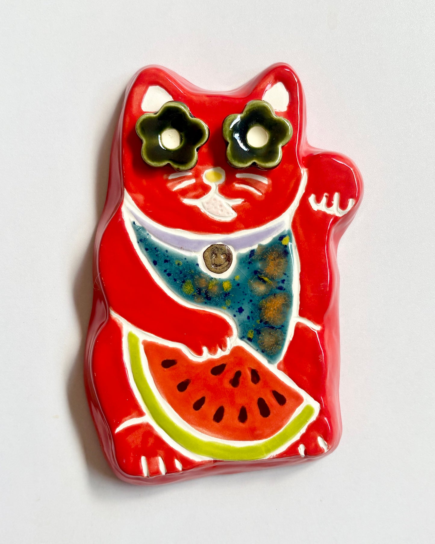Lucky Cat Wall Hanging Watermelon