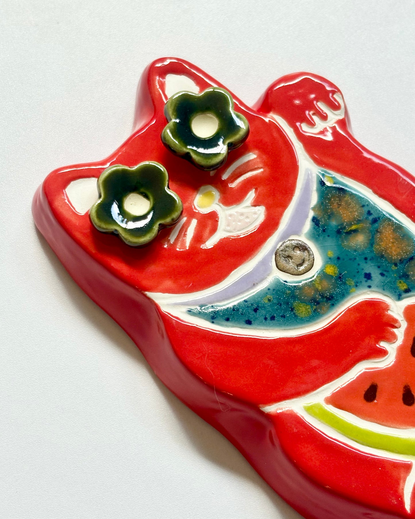 Lucky Cat Wall Hanging Watermelon