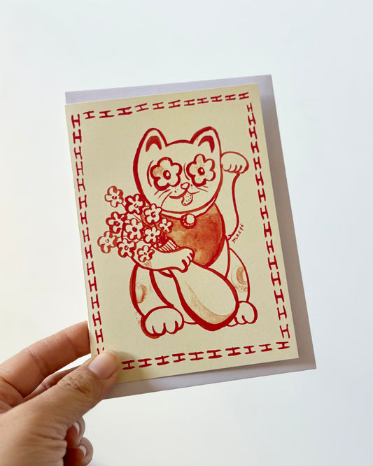 Lucky Cat Greeting Card