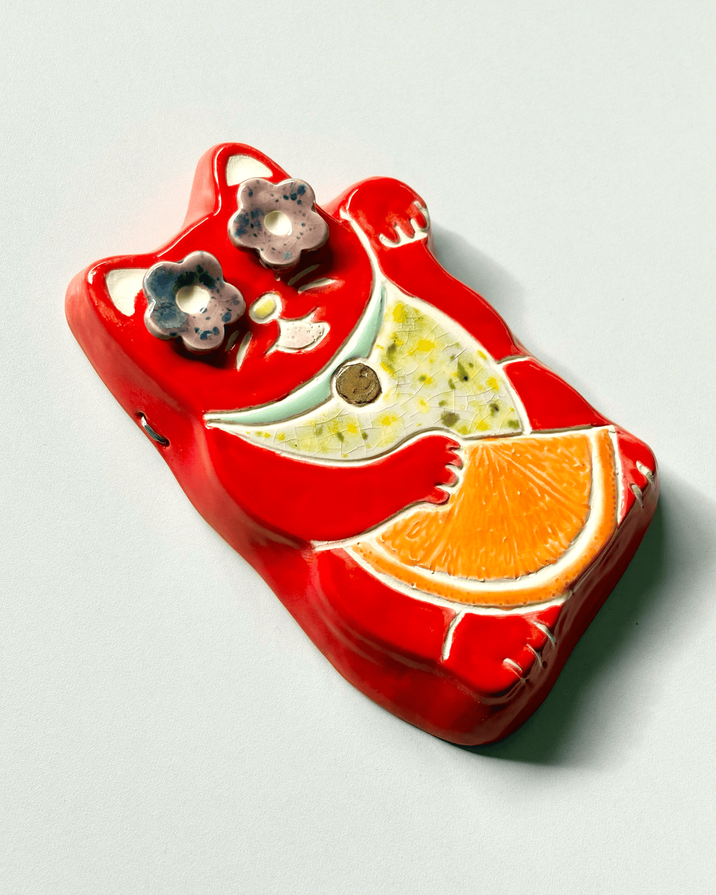 Lucky Cat Wall Hanging Orange