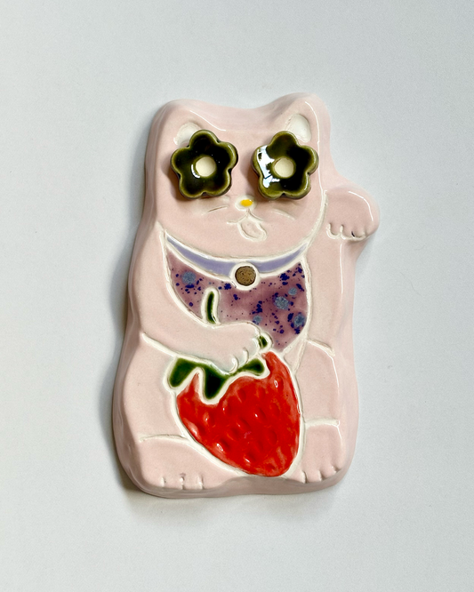 Lucky Cat Wall Hanging Strawberry